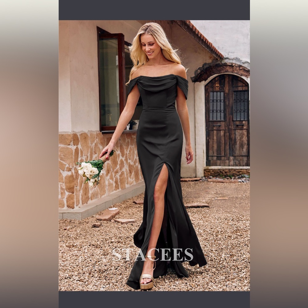 Elegant Black Off-Shoulder Evening Dress